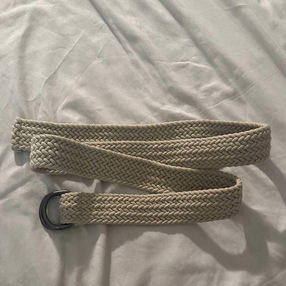 Braided Tan Belt with Metal Buckle